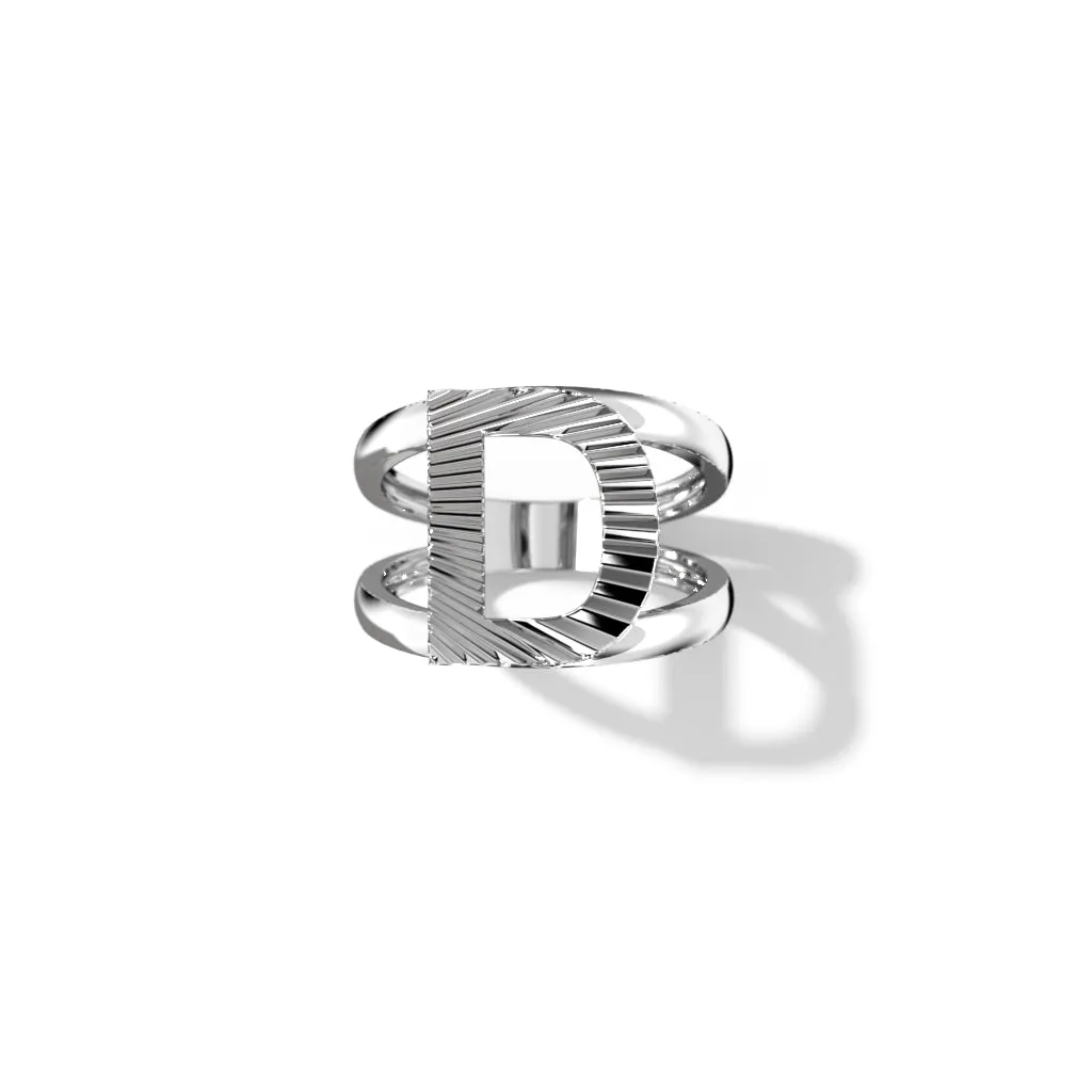 Fluted Silver Split Letter Shank Rings