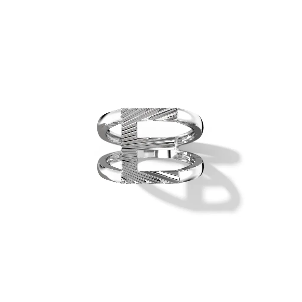 Fluted Silver Split Letter Shank Rings