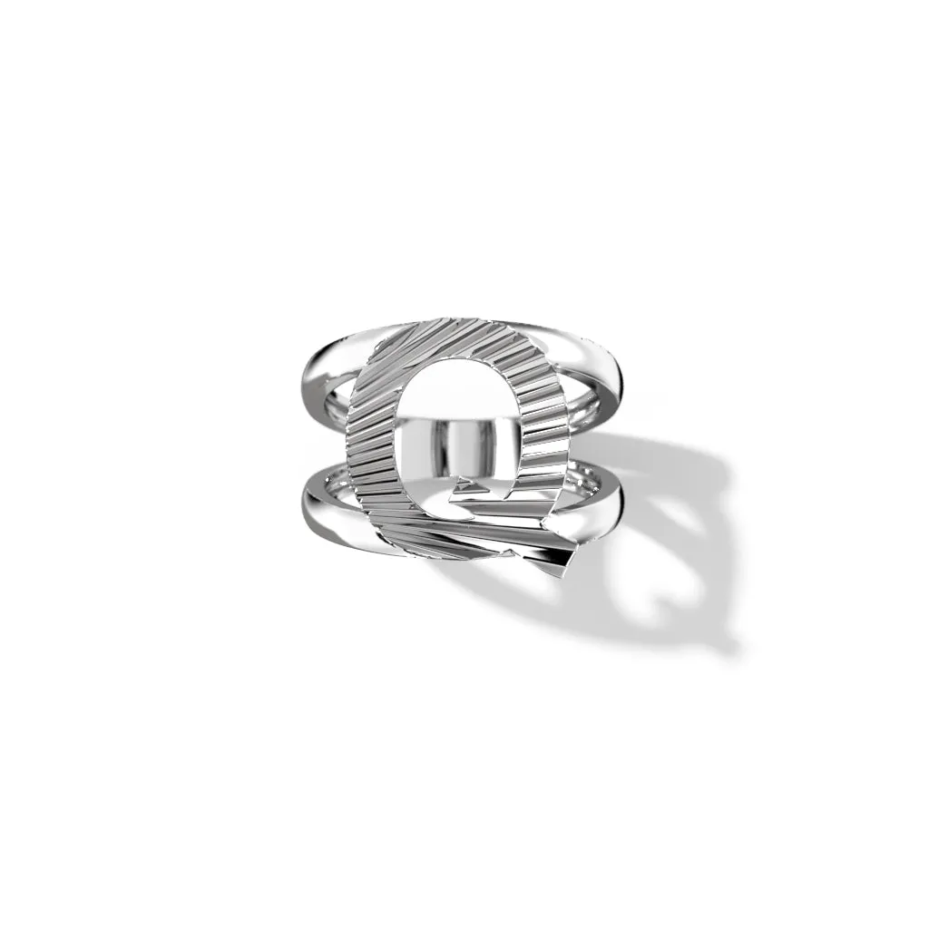 Fluted Silver Split Letter Shank Rings