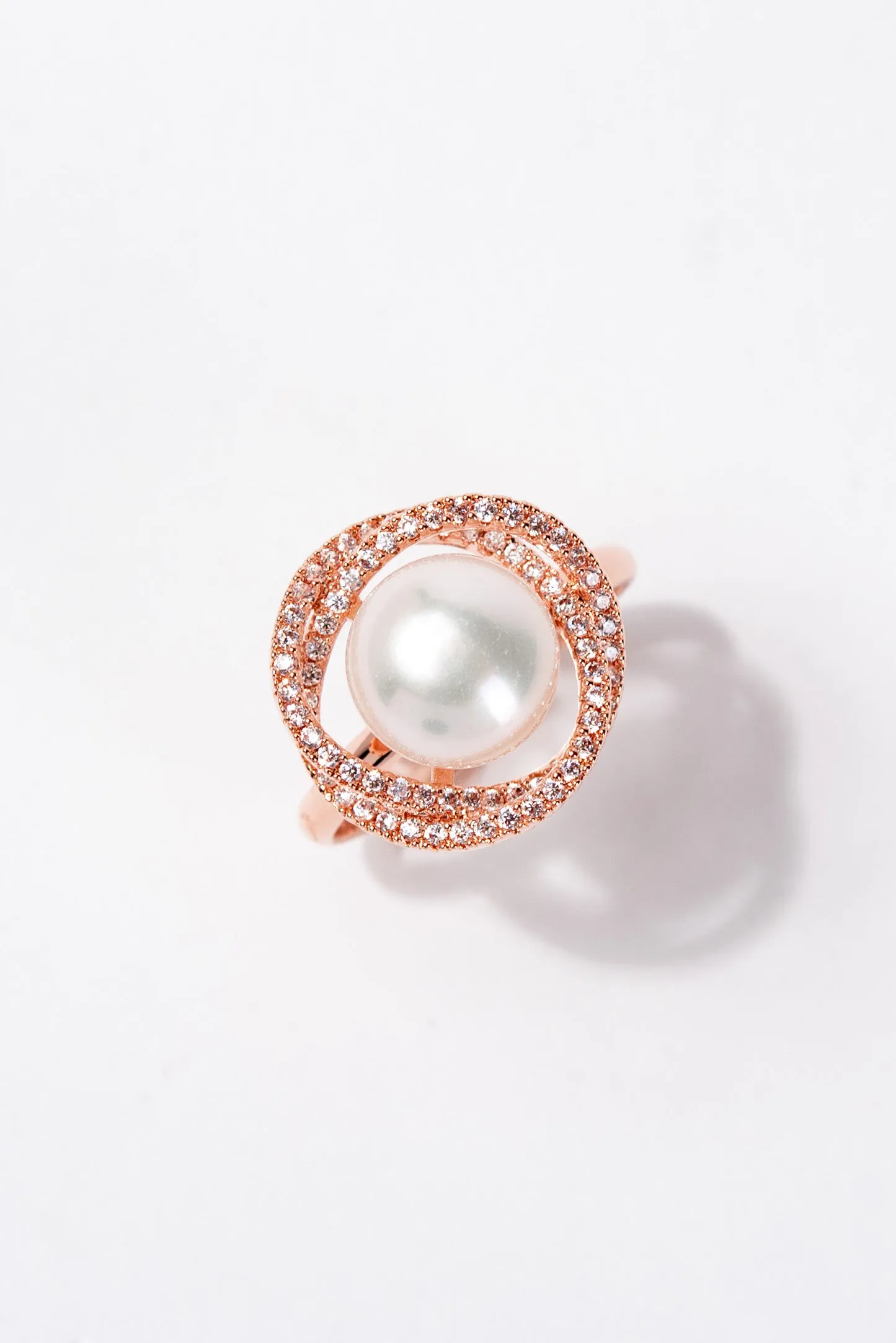 Georgia Solitaire Pearl Adjustable Ring - Rose Gold