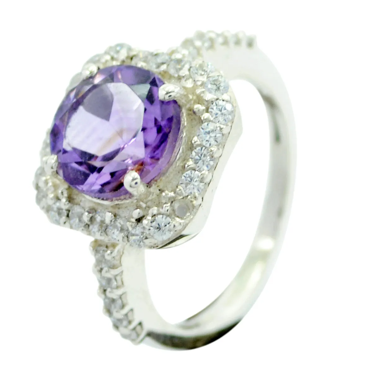 Glamorous Gemstones Amethyst Solid Silver Ring Fine Selling Shops