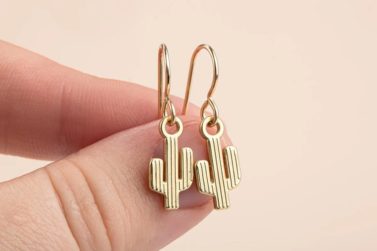 Gold Cactus Earrings