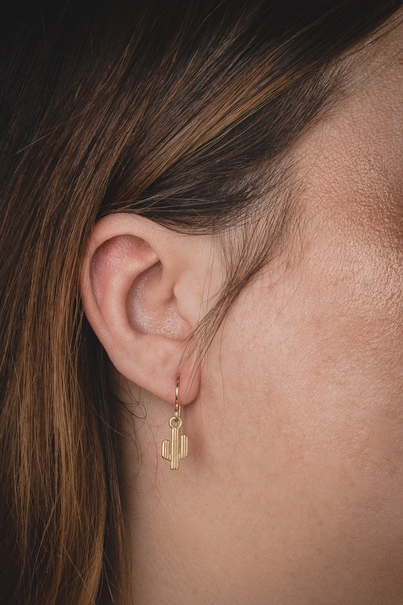 Gold Cactus Earrings