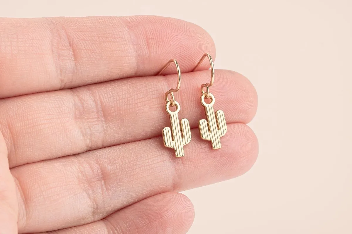 Gold Cactus Earrings