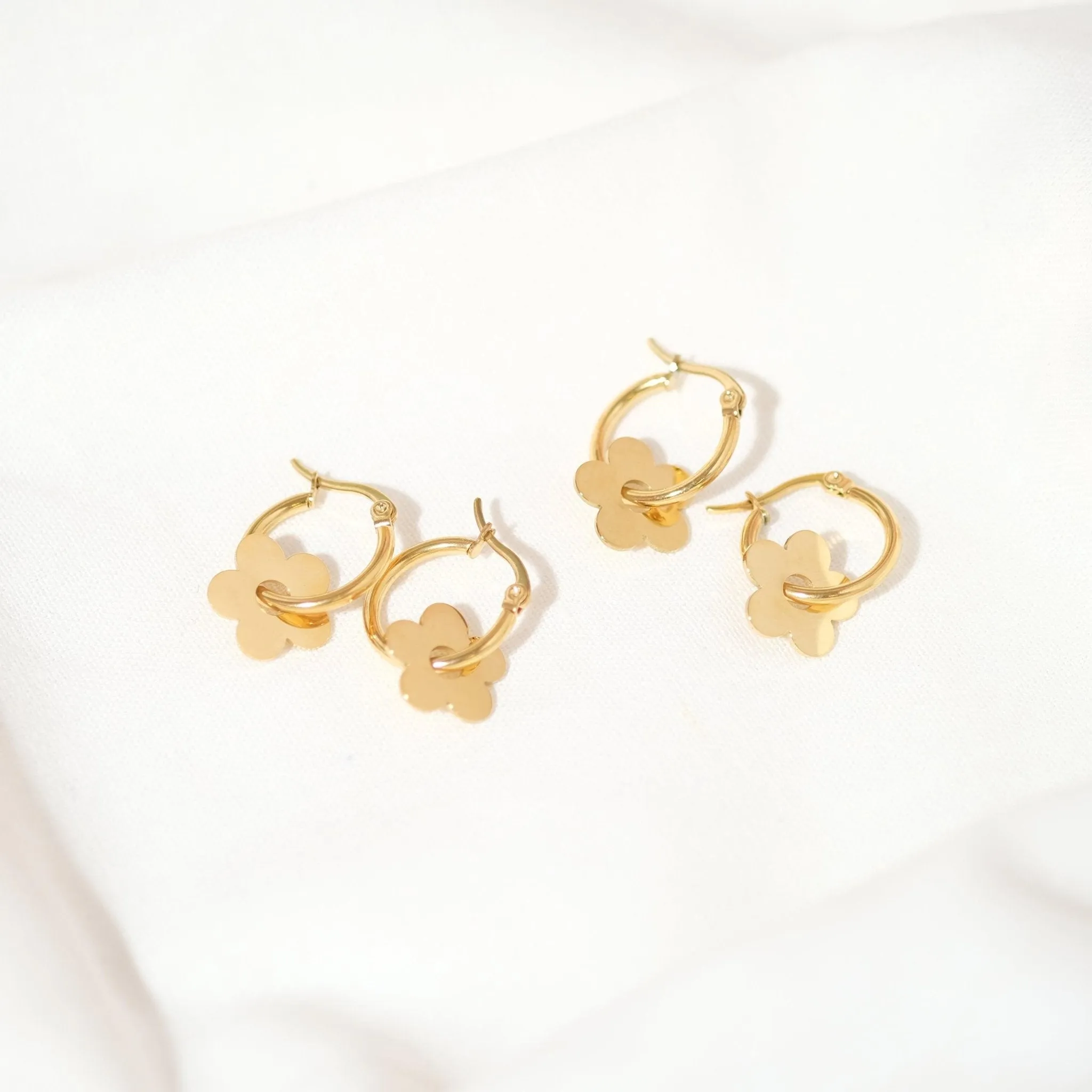 Gold Daisy Hoop Earrings