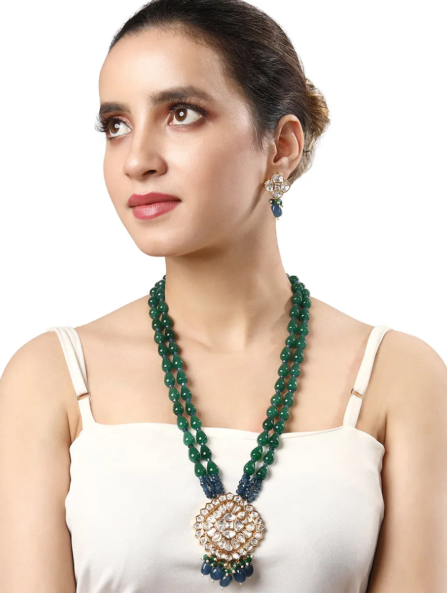 Gold Plated Kundan Necklace with Agate