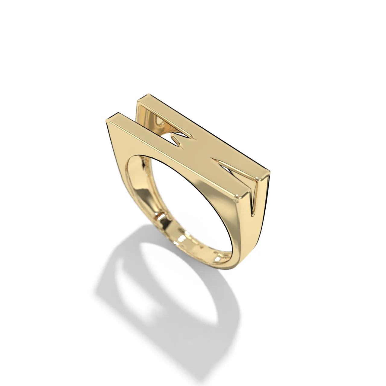 Gold Stackable Signet Letter Rings