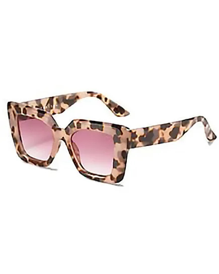 Good Hearted Square Sunglasses, Leopard and Pink