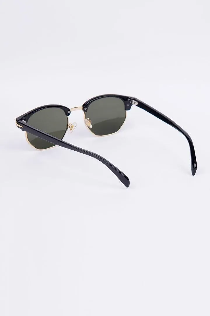 Half Rim Round Sunglasses - Green