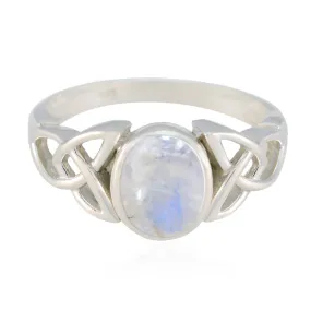 Handmade Gem Rainbow Moonstone 925 Sterling Silver Ring Good Item