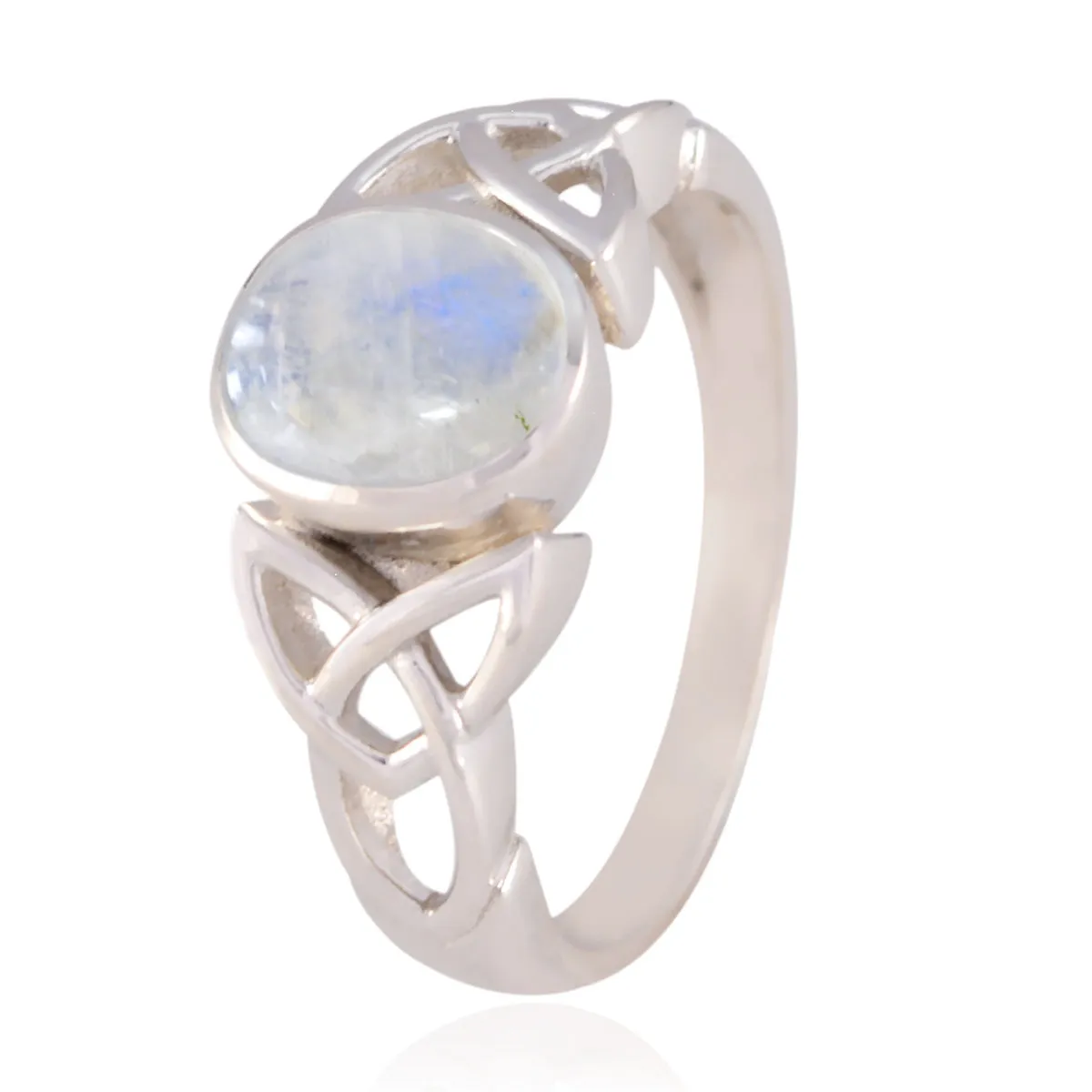 Handmade Gem Rainbow Moonstone 925 Sterling Silver Ring Good Item