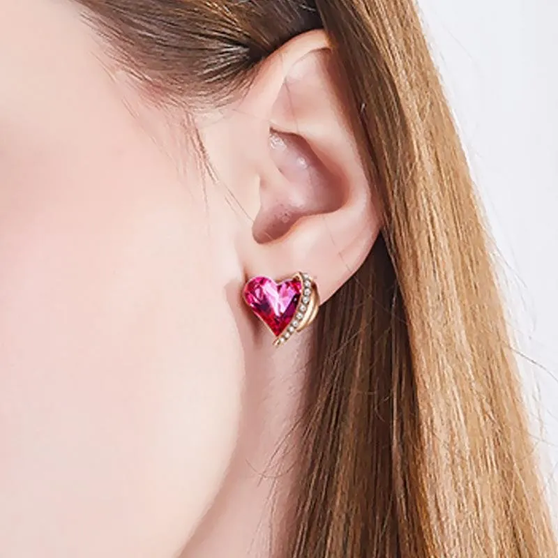 Heart Earrings With Stones