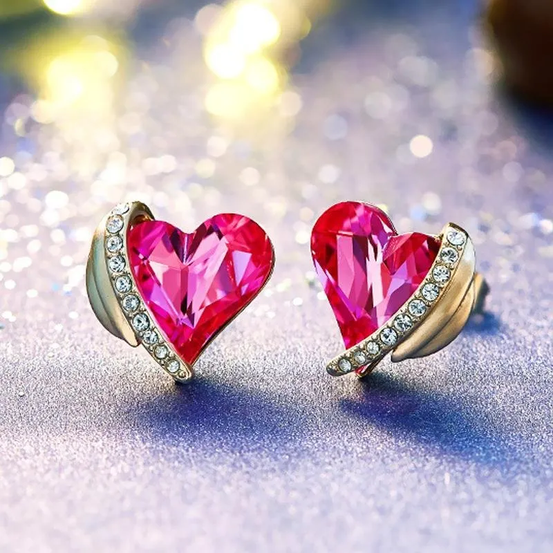 Heart Earrings With Stones