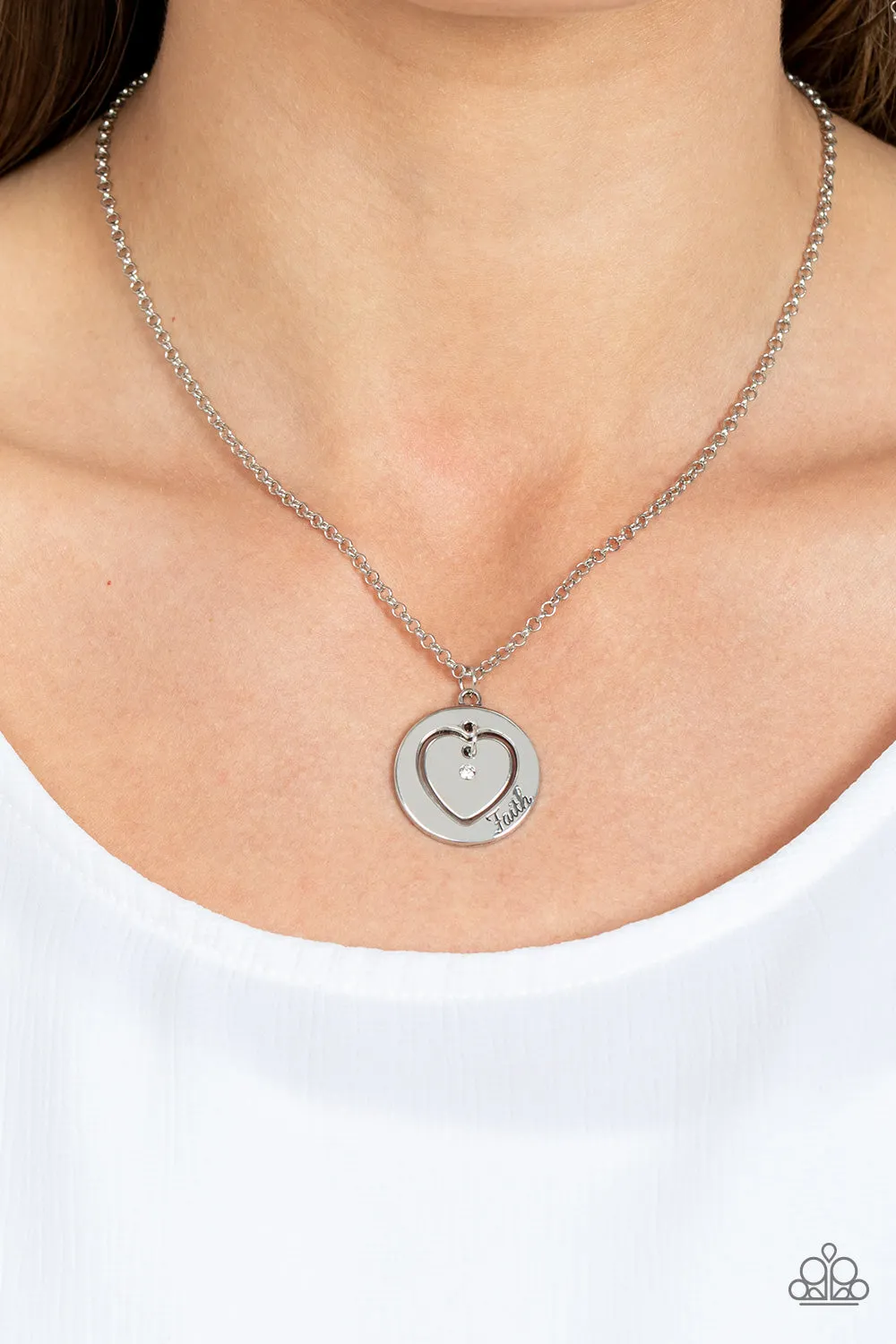 Heart Full of Faith - White Paparazzi Necklace