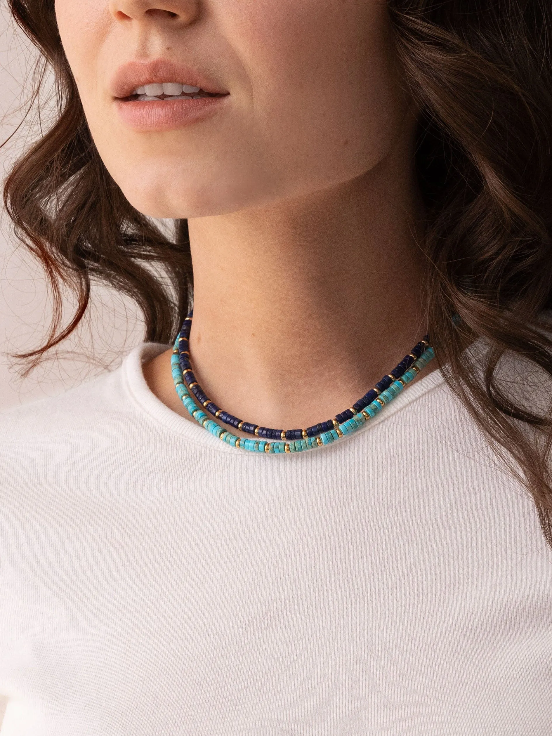 Heishi Turquoise Choker with Gold