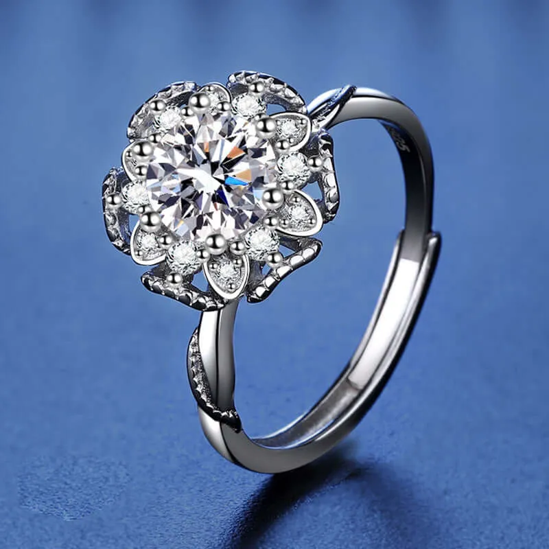 Hydrangea Flower Moissanite Diamond Ring