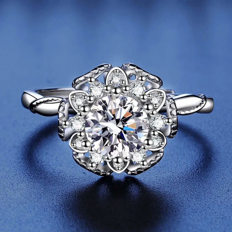 Hydrangea Flower Moissanite Diamond Ring