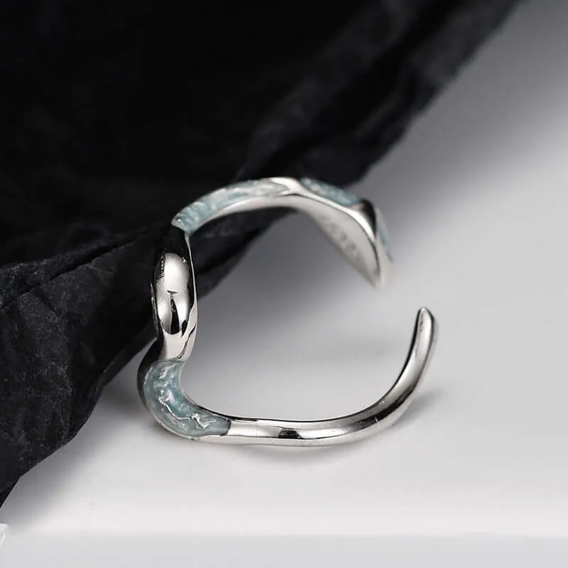 Ice Blue Drip Exotic Snake Shape Plain Ring