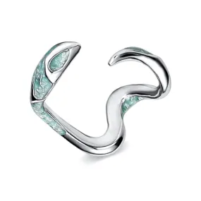 Ice Blue Drip Exotic Snake Shape Plain Ring