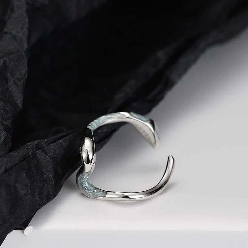 Ice Blue Drip Exotic Snake Shape Plain Ring