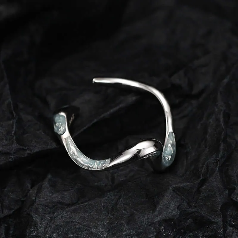 Ice Blue Drip Exotic Snake Shape Plain Ring