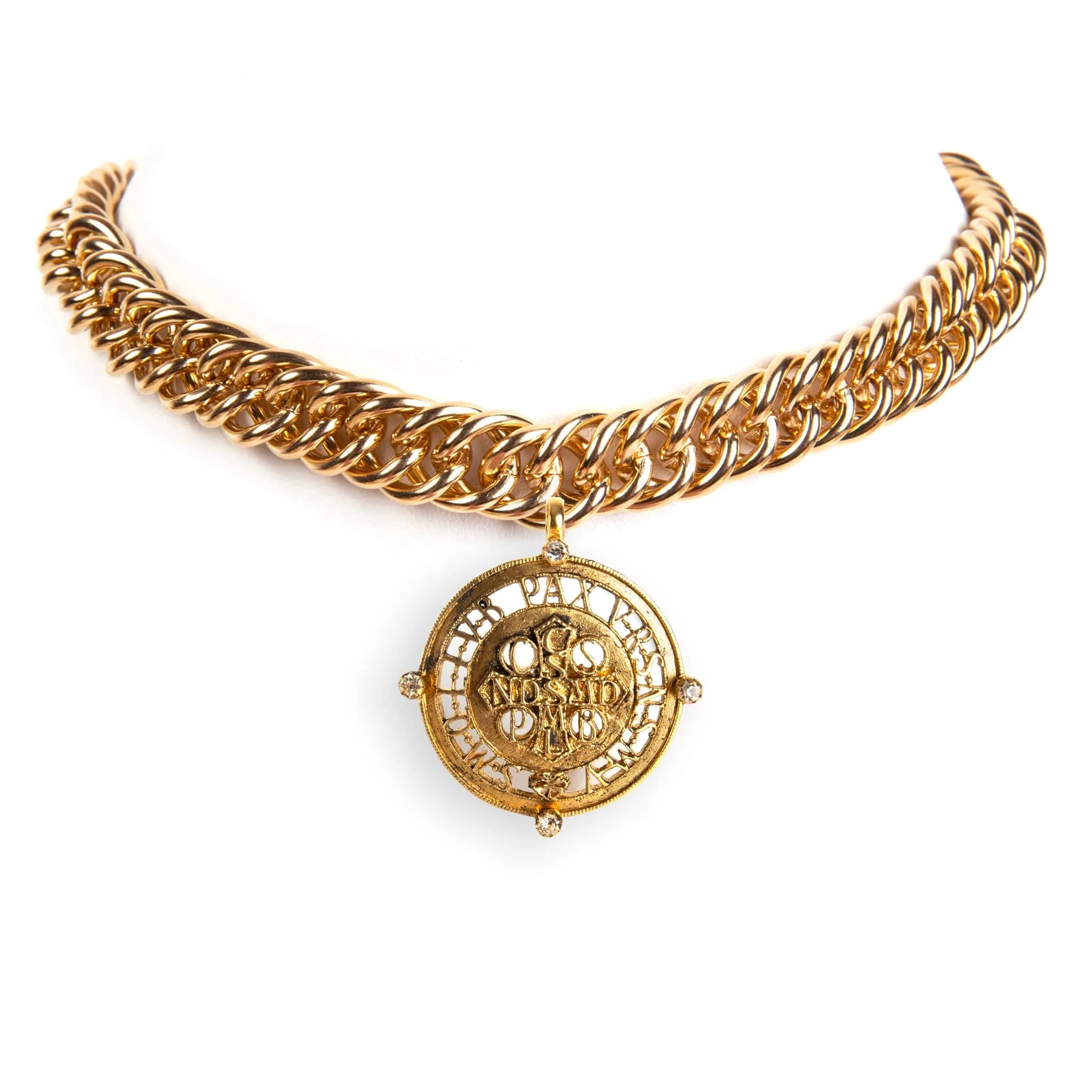 Iconic Chain Choker with Classic Medallions