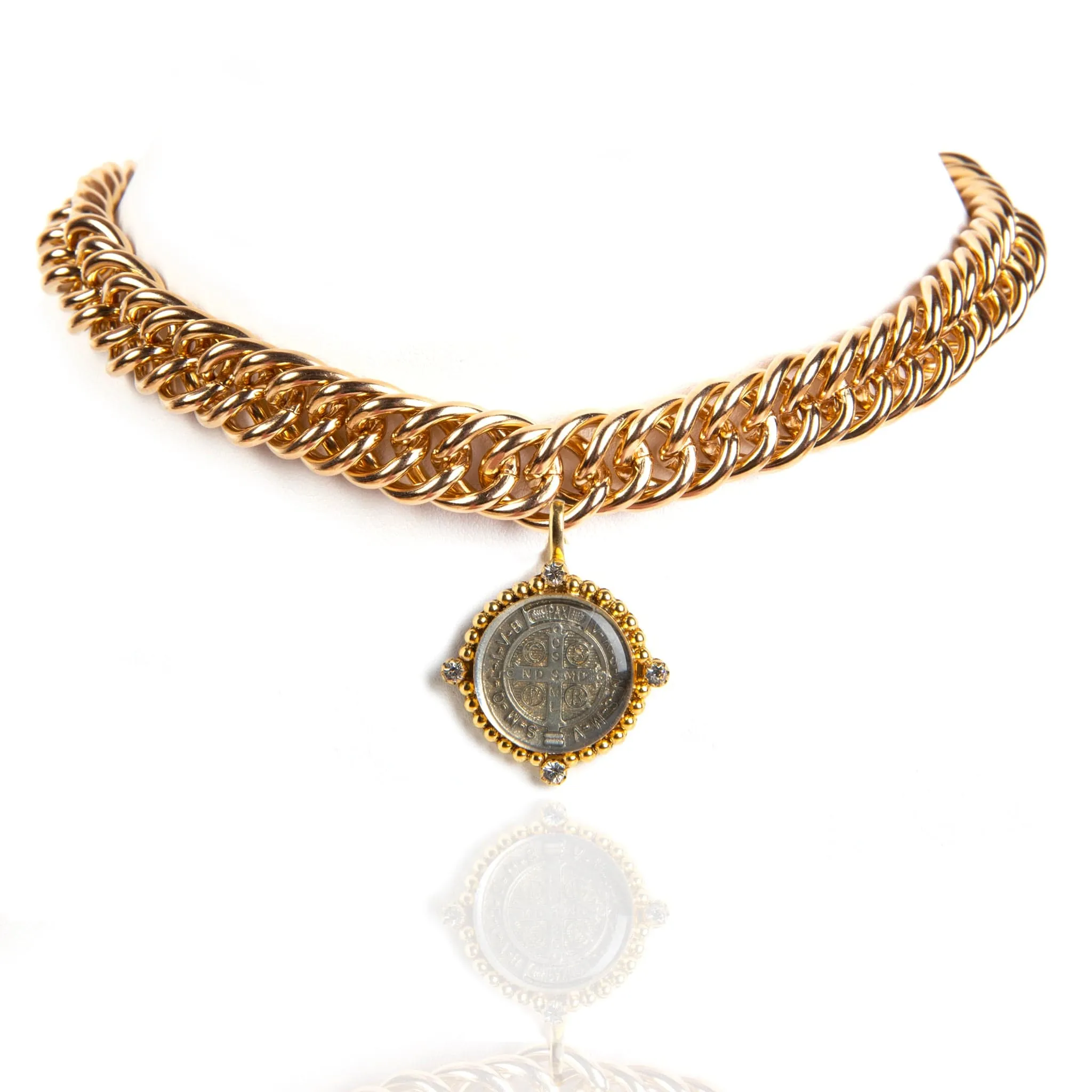 Iconic Chain Choker with Classic Medallions