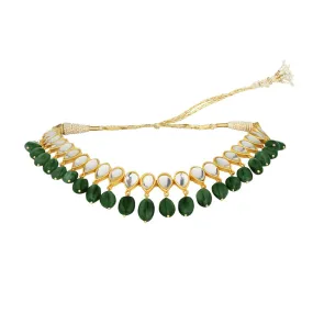 Jashn Choker Necklace - Green Strawberry Quartz