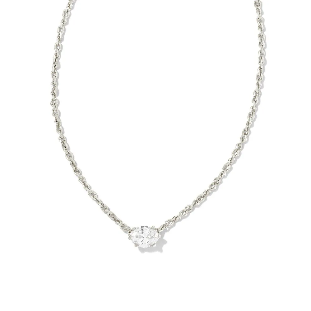 Kendra Scott Cailin Rhodium Pendant Necklace in White Crystal