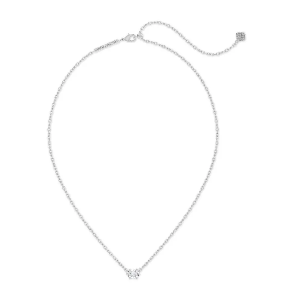 Kendra Scott Cailin Rhodium Pendant Necklace in White Crystal