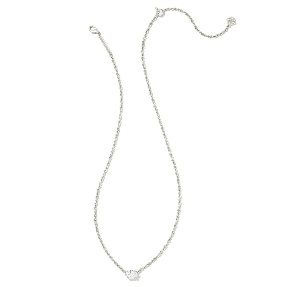 Kendra Scott Cailin Rhodium Pendant Necklace in White Crystal