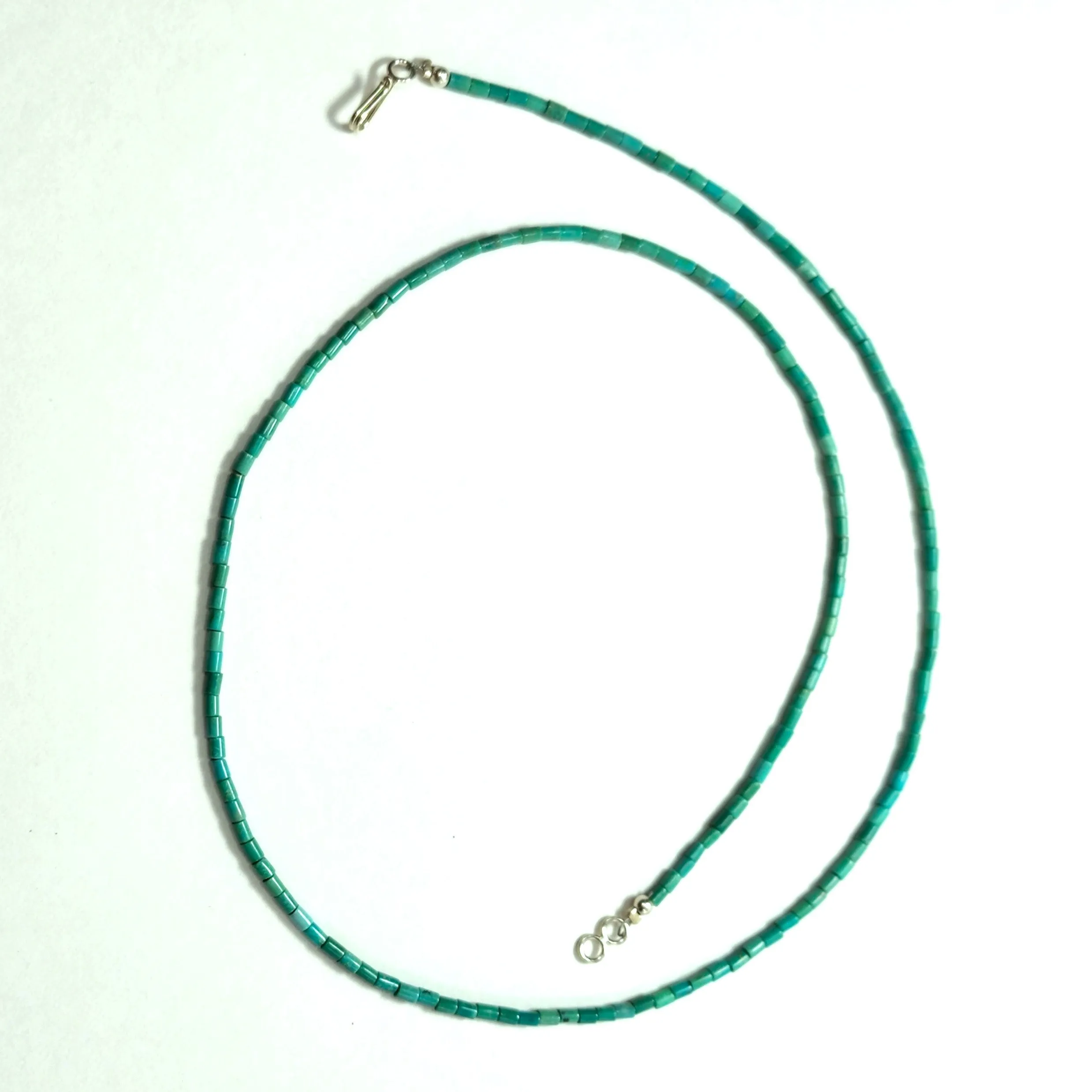 Kewa Pueblo Hand-rolled Turquoise Necklace - 22 & 19.25 Long