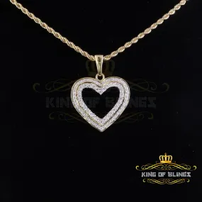 King Of Bling's HEART Yellow Valentine Real 0.10ct Diamond Silver Charm Fashion Necklace Pendant