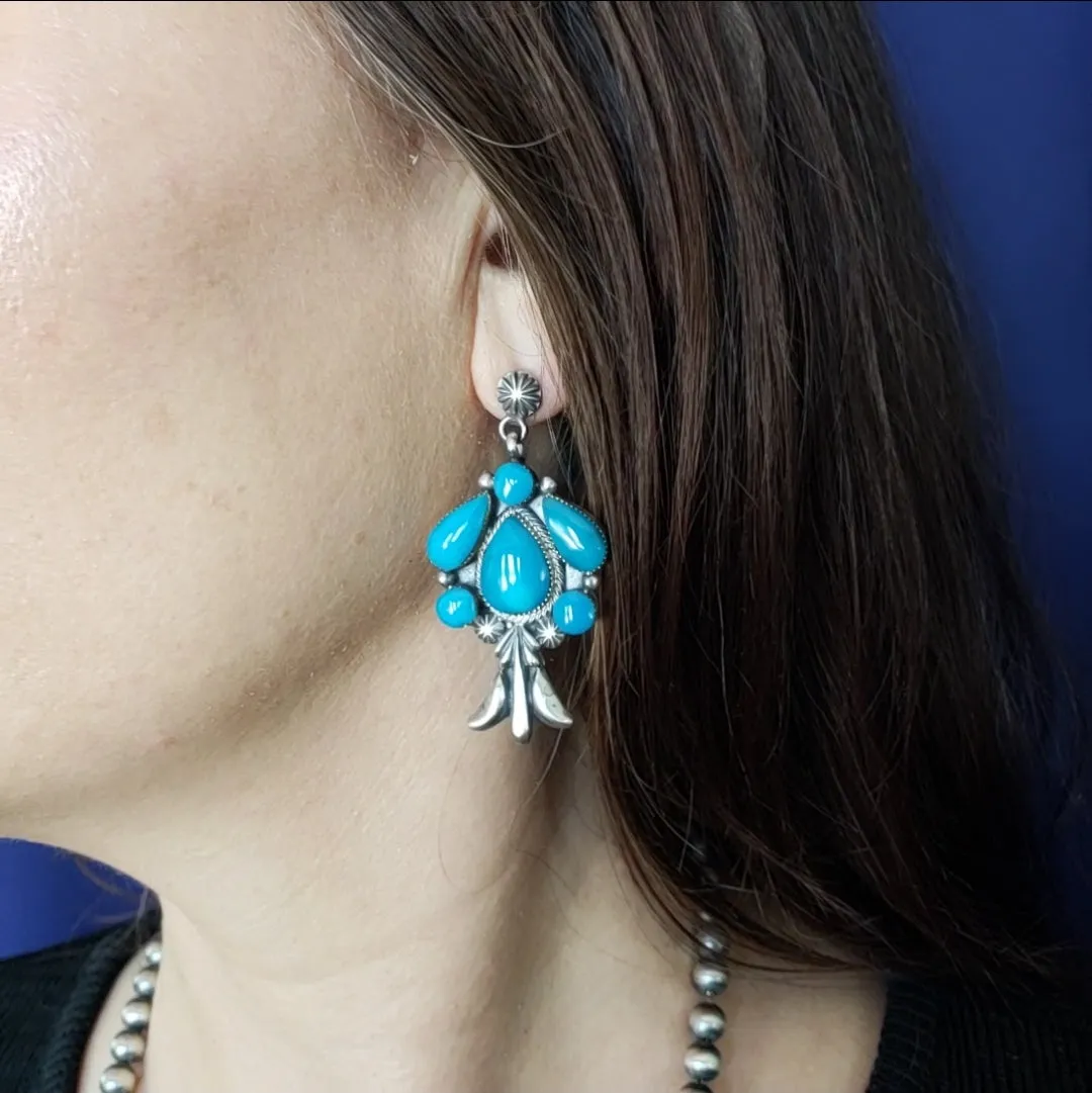 Kingman Turquoise Squash Blossom Set