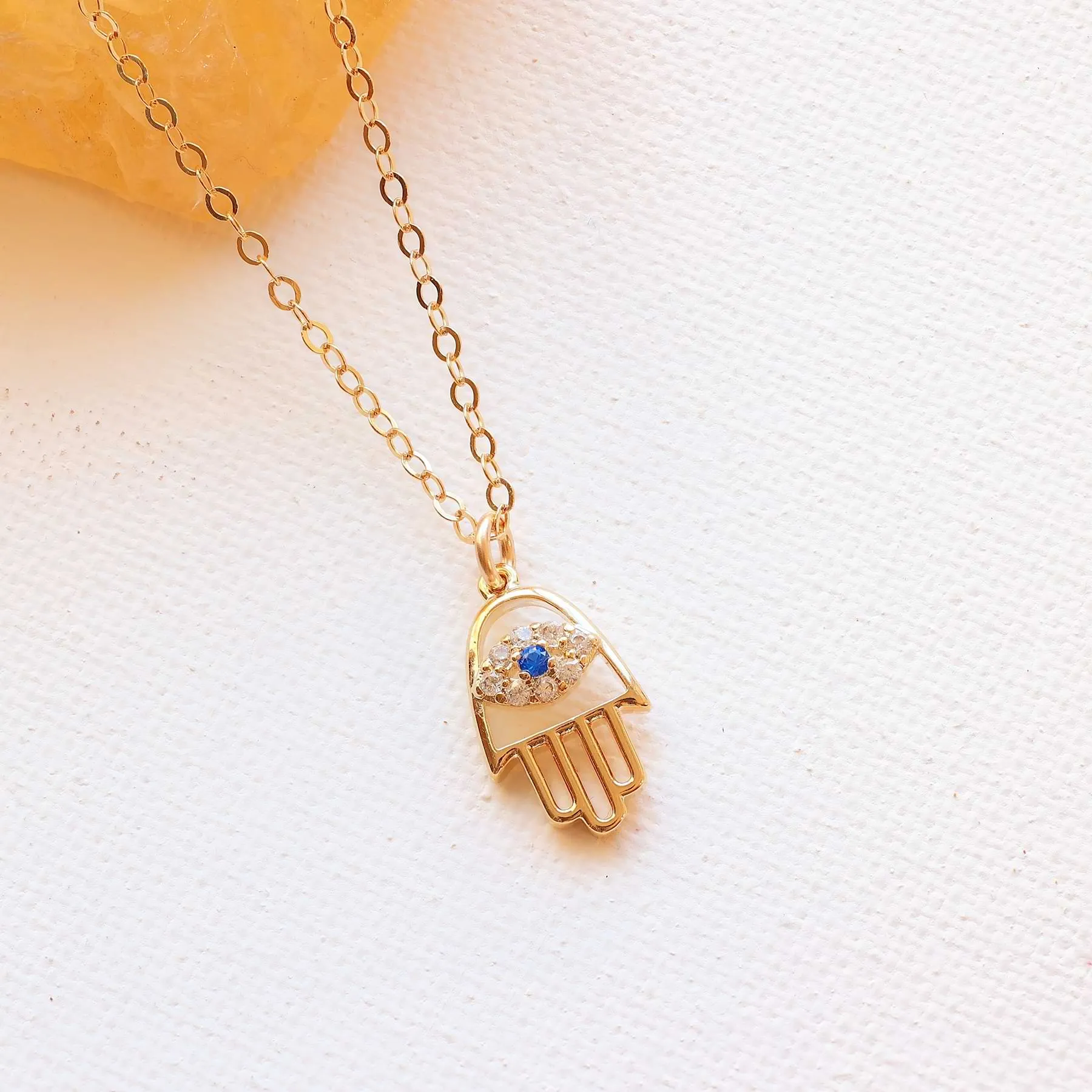 Kioni - Gold Evil Eye Hamsa Necklace