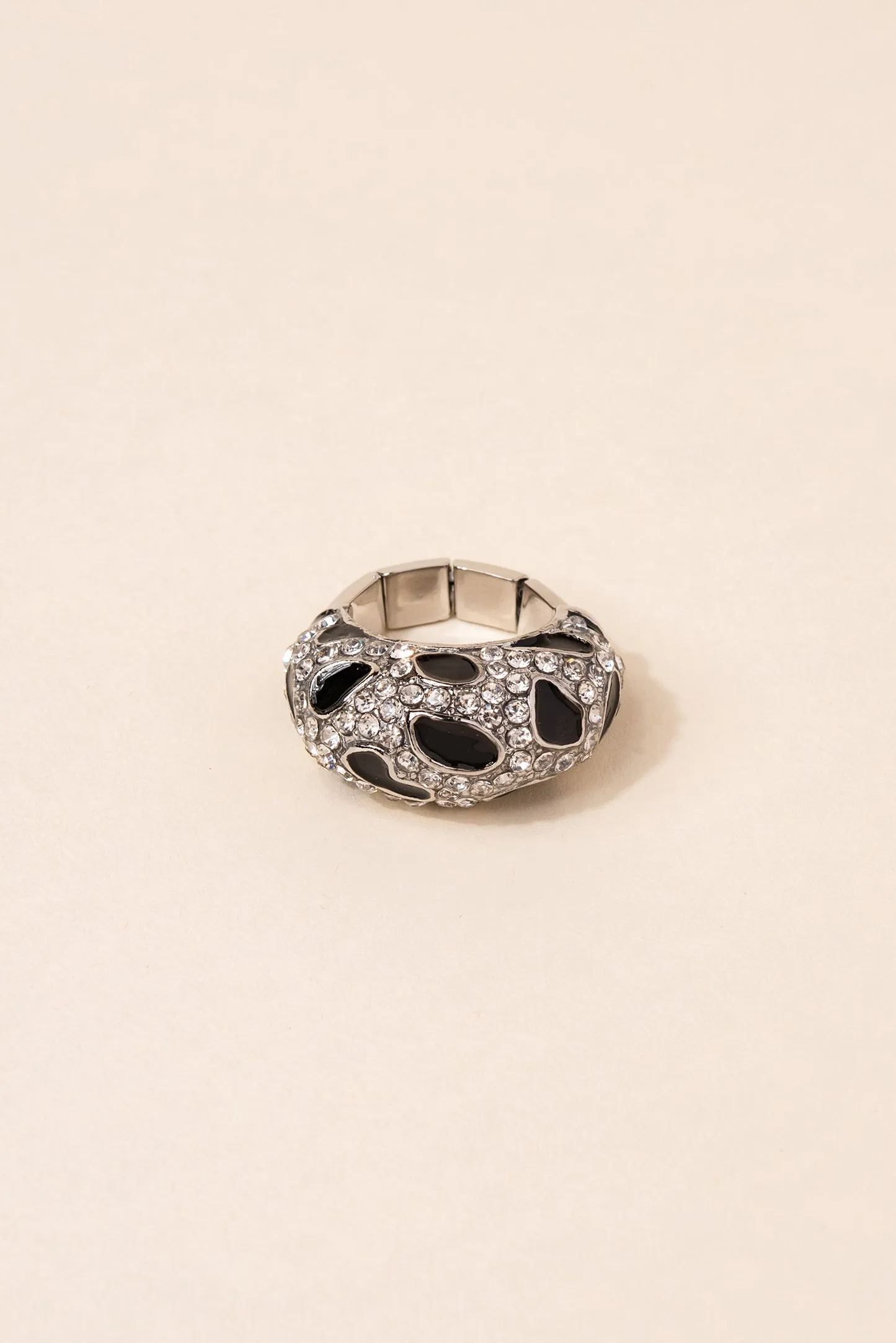 Leopard Enamel Pave Rhinestone Ring