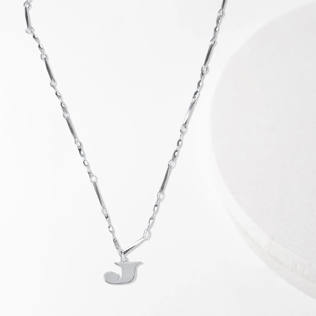 Letter Necklace (J) - Silver