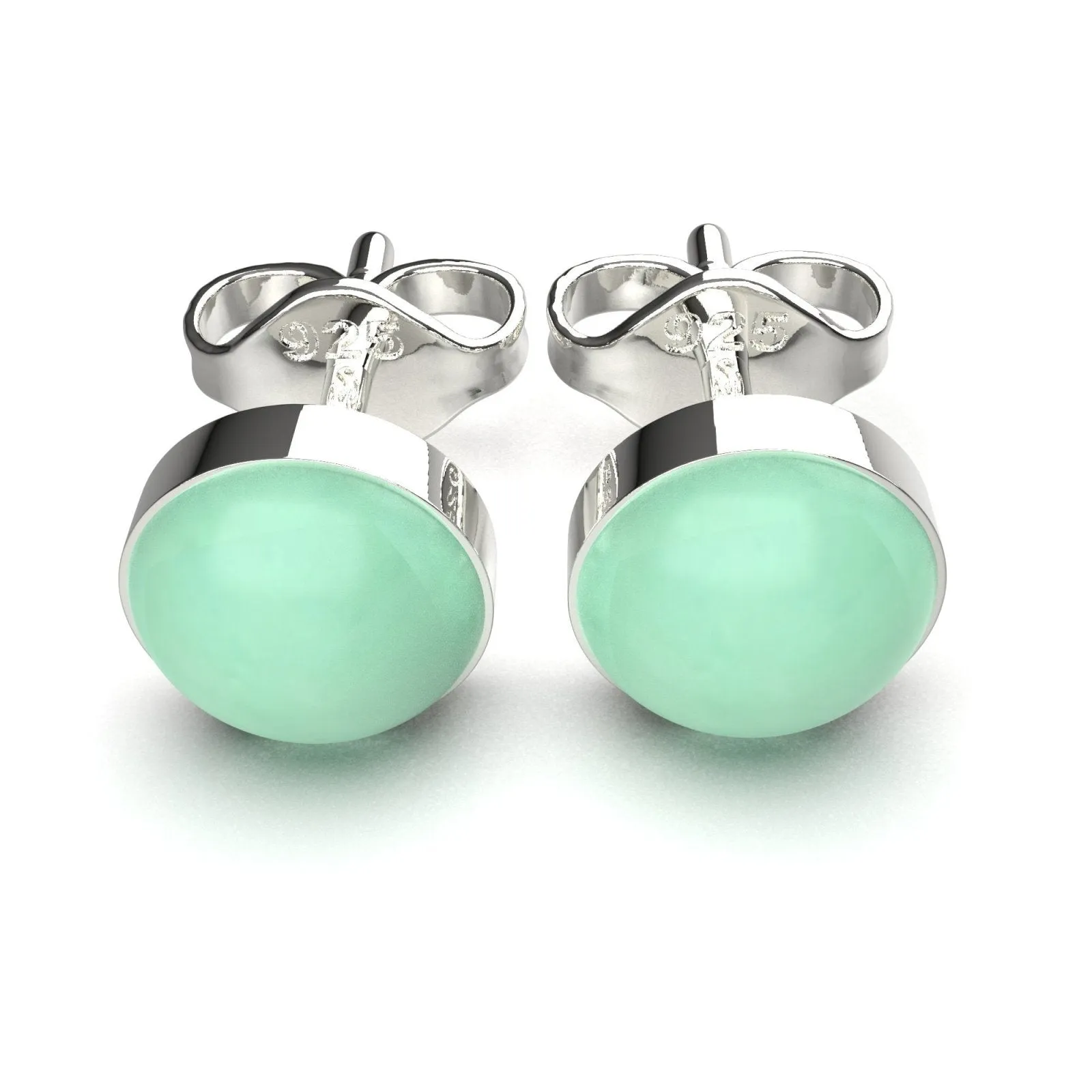 Lime Green Chrysoprase Gemstone Stud Earrings