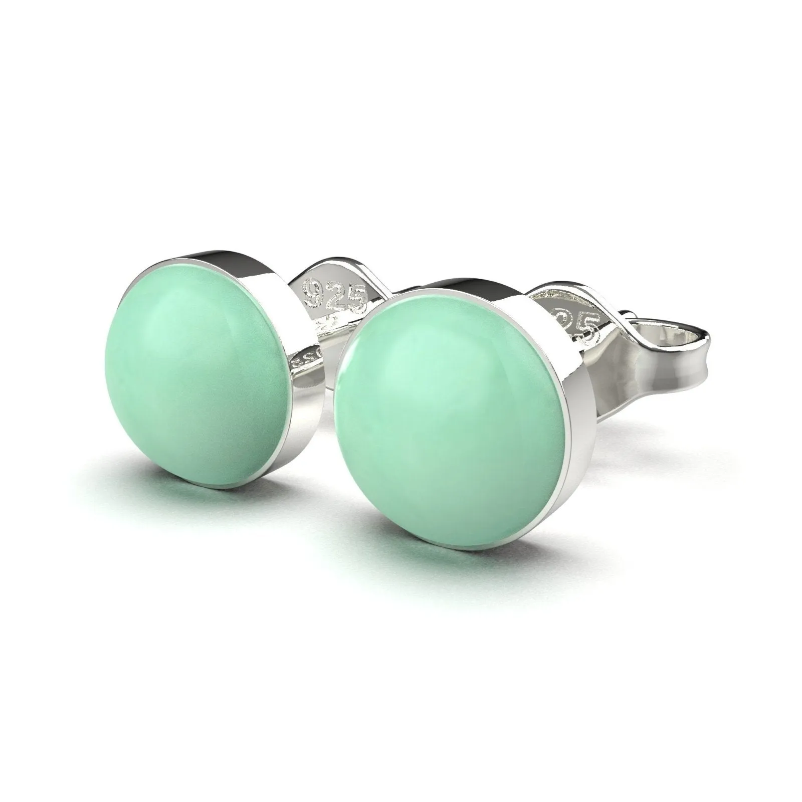 Lime Green Chrysoprase Gemstone Stud Earrings