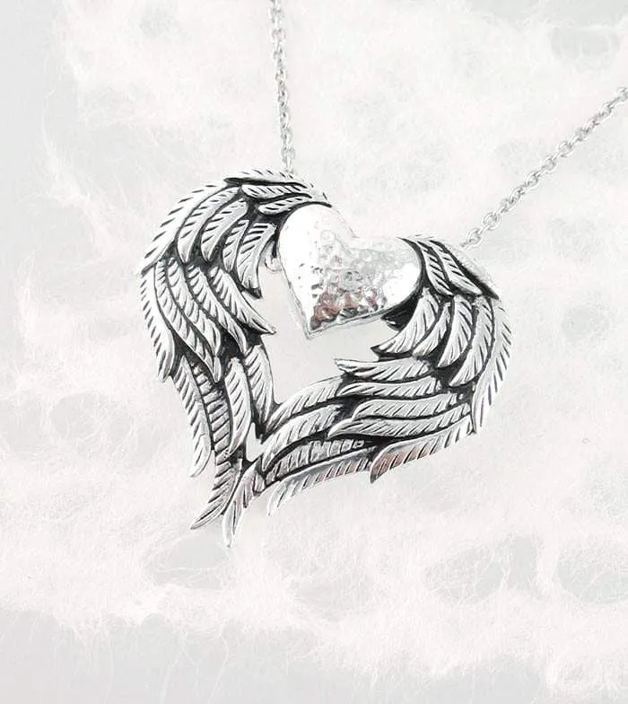 Love of Angels Heart-Shaped Wings Pendant