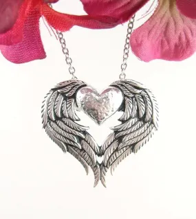 Love of Angels Heart-Shaped Wings Pendant