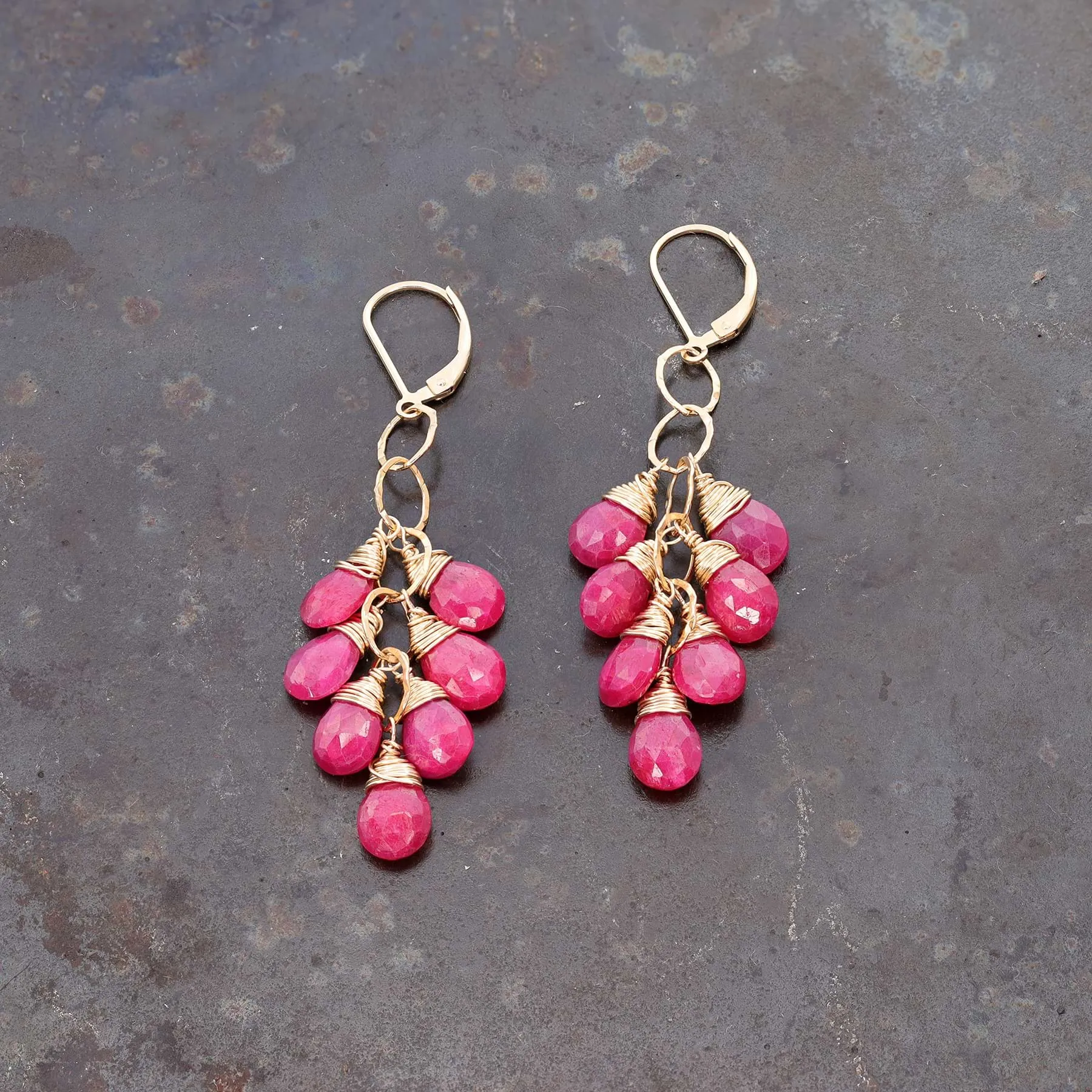 Majestic - Ruby Teardrop Gold Earrings