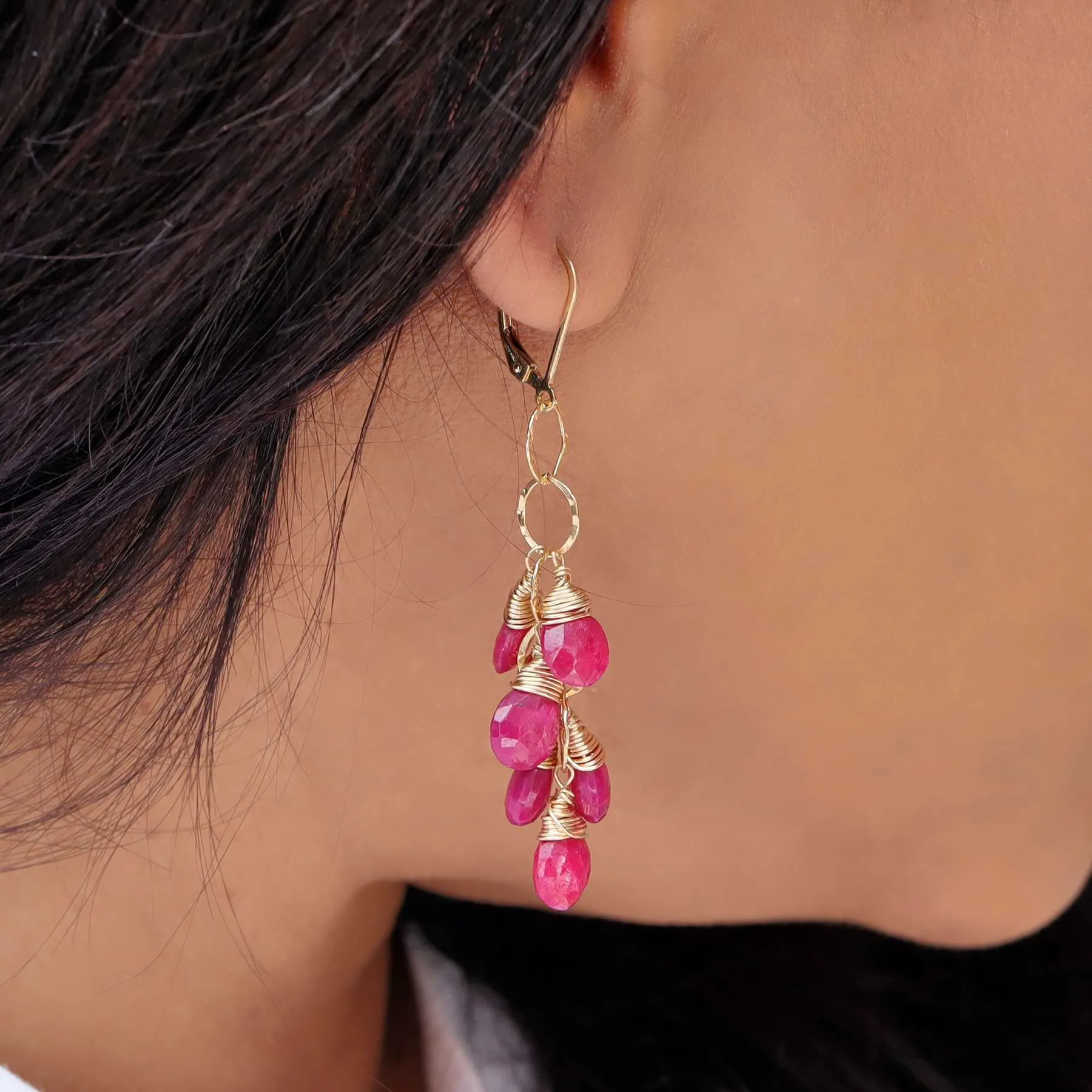 Majestic - Ruby Teardrop Gold Earrings