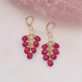 Majestic - Ruby Teardrop Gold Earrings