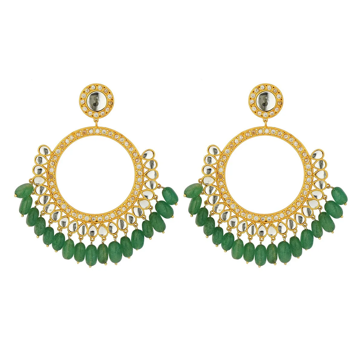 Mehfil Earrings - Green Strawberry Quartz