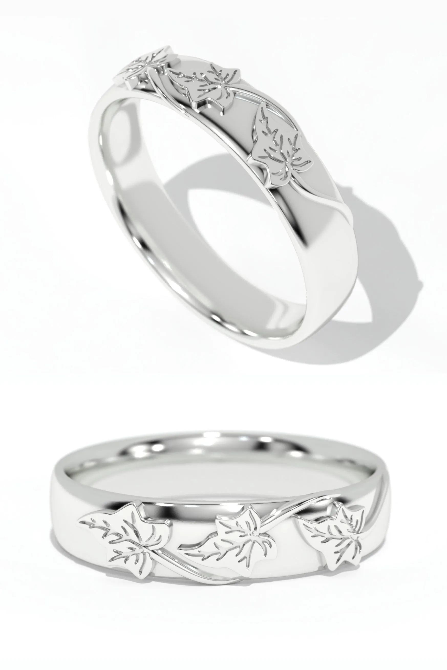 Men's wedding band, ivy leaves ring