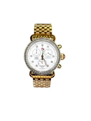 Michele CSX Diamond Gold Tone Chronograph Watch