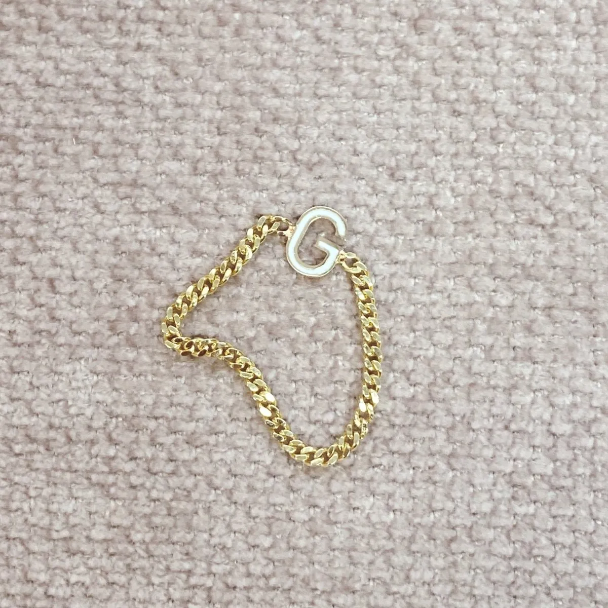 Mini Curb Chain Ring with Enamel Letter