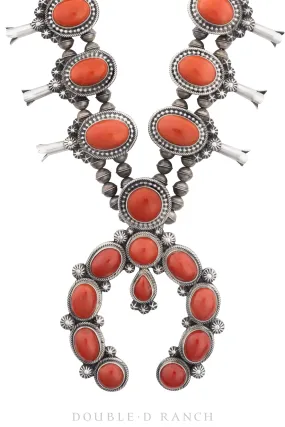 Necklace, Squash Blossom, Coral, Artisan, Hallmark, Contemporary, 3023