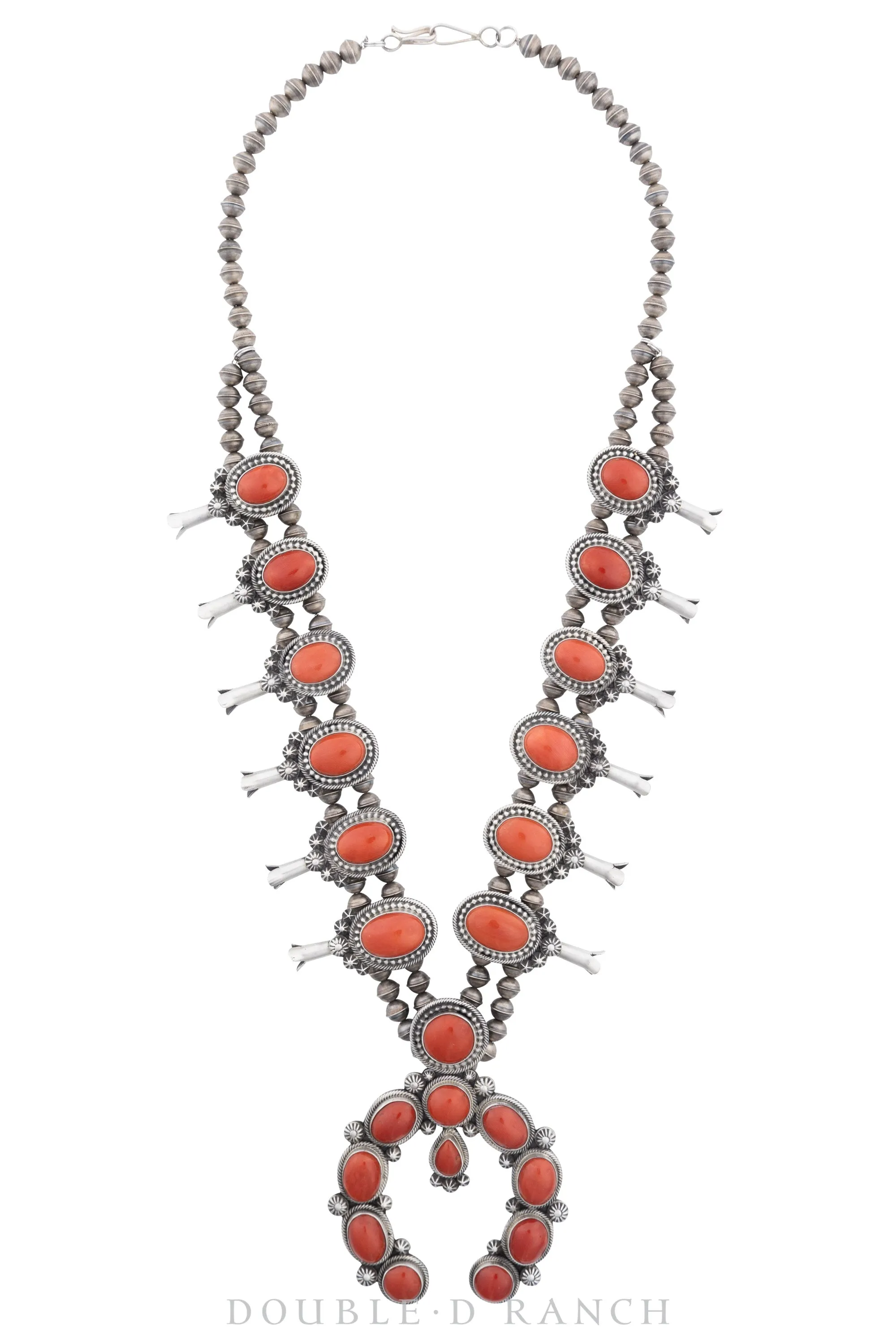 Necklace, Squash Blossom, Coral, Artisan, Hallmark, Contemporary, 3023